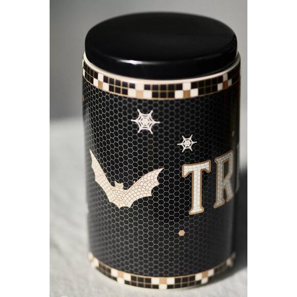 Anthropologie The Bistro Tile Stoneware Canister Halloween Edition - Picture 3 of 6